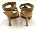 MANOLO BLAHNIK Tan "Lasti" Elastic Strap Stiletto Cork Heels 39.5