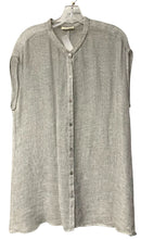 EILEEN FISHER Dove Grey Crochet Knit S/L B/D Top