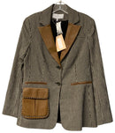 PEARL by Lela Rose Black/Tan Check w/Tan Lea Trim Blazer