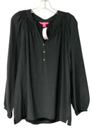 LILLY PULITZER Black w/Smocked Detail "Elsa" Silk Top