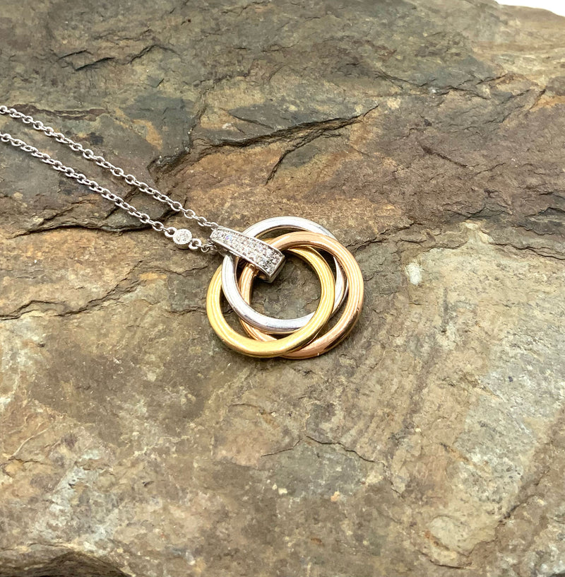 18kt Yellow/White/Rose Gold & Diamond Necklace