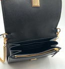 TORY BURCH Black Saffiano Leather Brushed Gold Chain Strap Crossbody