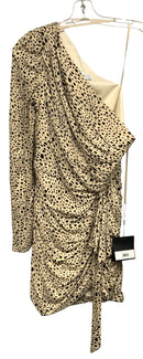 IENNA Tan/Black Animal Print One Shldr Draped  Dress