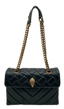 KURT GEIGER Black Quilted Leather Kensington Flap Bag