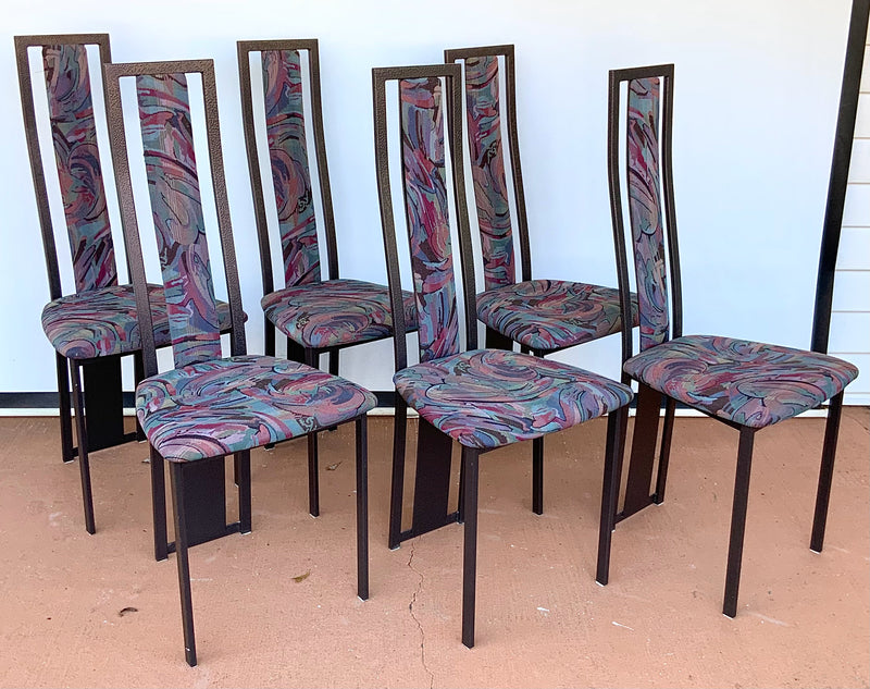 Set/6 Upholstered Art Deco Dining Chairs