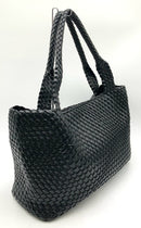 Rachel Zoe Black Woven Faux Leather Large Tote
