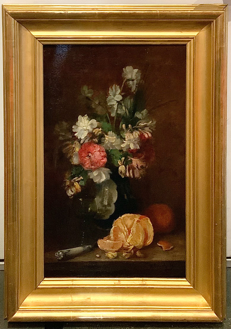 Antique Oil on Canvas of Still Life in Gold Frame