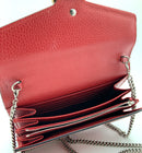 GUCCI Red Pebbled Leather Dionysus Chain Bag