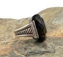 Sterling Silver, Diamond & Smoky Topaz Quartz Ring