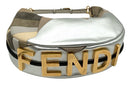 FENDI Nuetral Toned Leather & Suede Patchwork Fendigraphy Shoulder Bag