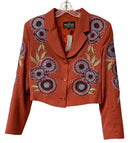 THE MANUEL COLLECTION Brick w/Multi Floral Embroid Wool Bolero Jacket