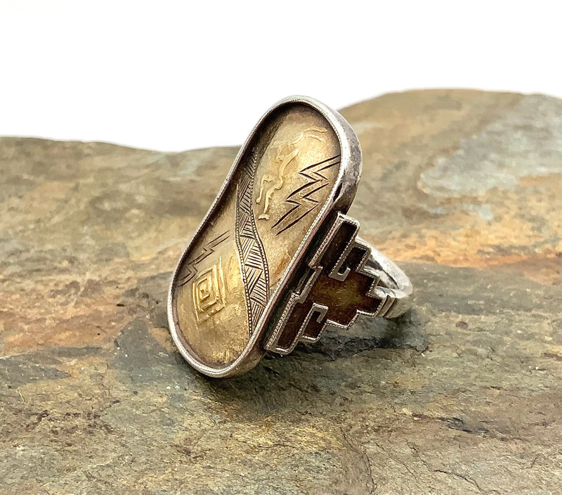 Southwest Style 18kt Gold & Sterling Ring