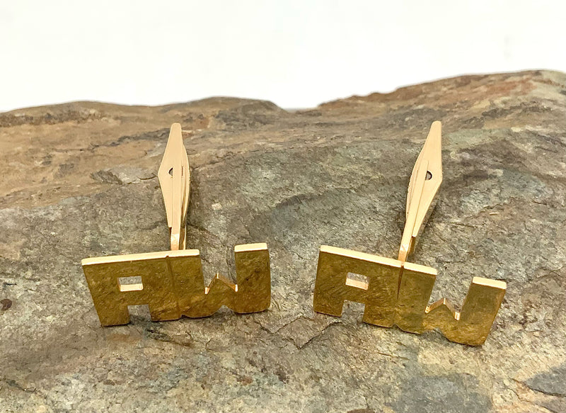 14kt Yellow Gold "AW" Initial Cufflinks