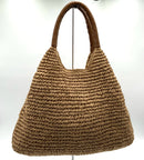 TOMMY BAHAMA Natural Woven Raffia Brown Leather Trim Tassel Bag