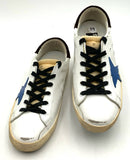 GOLDEN GOOSE White Leather Blue Star Brown Velvet Superstar Sneakers 39