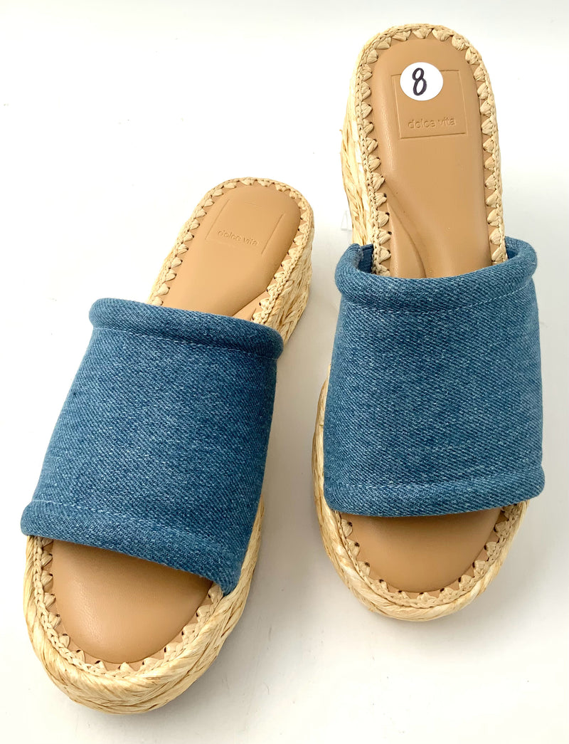 DOLCE VITA Denim Woven Heel Chavi Platform Sandals 8