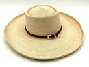 SUN BODY HATS Natural Palm Leaf Brown Leather Horsehair Band Wide Brim Hat