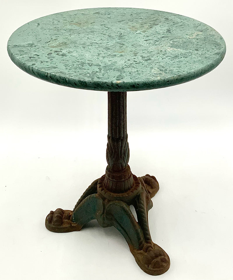 Vintage Cast Iron Plant Stand with Green Stone Top