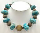 Brass & Sea Sediment Jasper Beaded Necklace