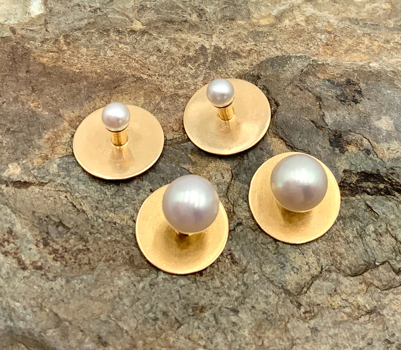 Tiffany & Co. 18kt Gold & Akoya Pearl Tuxedo Stud Set (4 Pieces) Tiffany & Co. 18kt Gold & Akoya Pearl Tuxedo Stud Set (4 Pieces)