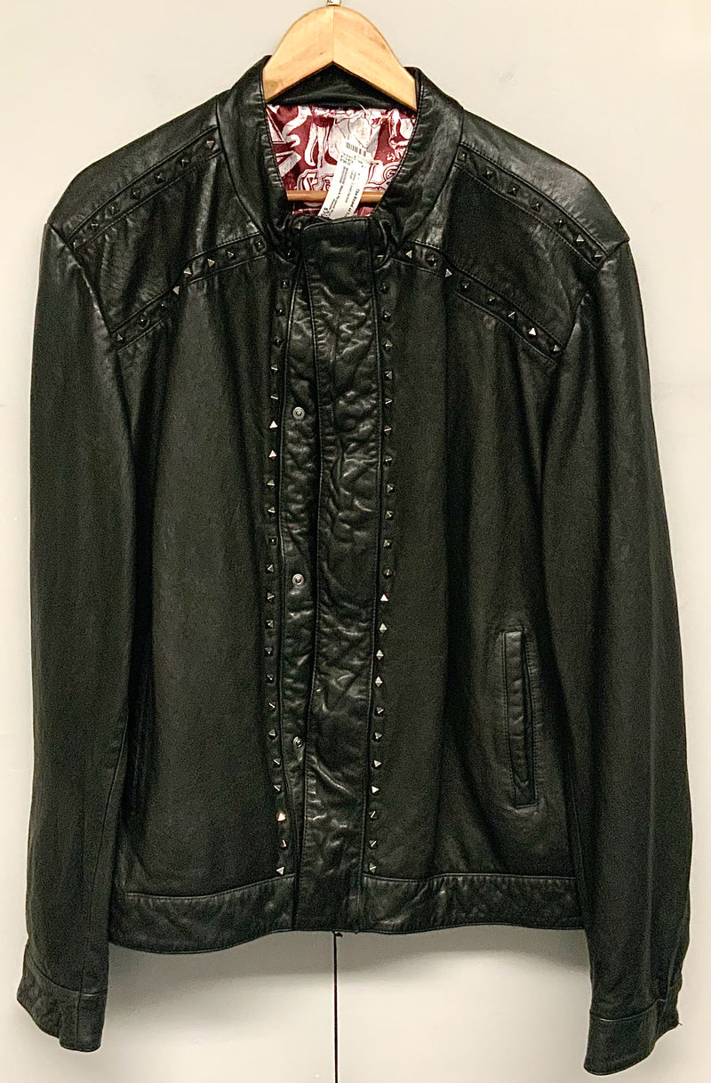 BOGOSSE Black Pyramid Stud Leather Jacket