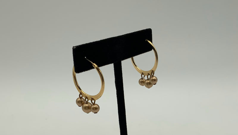 14kt Gold & Goldtone Metal Hoop Earrings