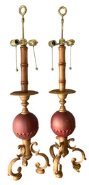 Pair of Raymond Waites for Tyndale Red Sphere Lamps-No Shades