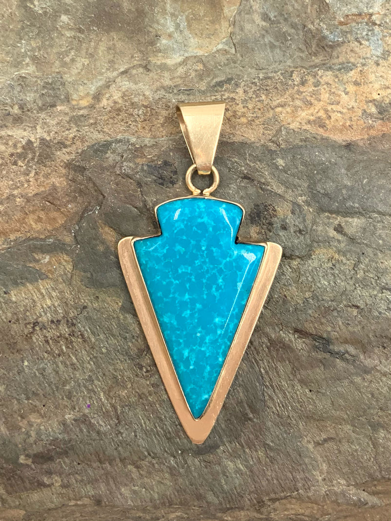 Dancing Raven Stoneworks 14kt Gold & Turquoise Arrow Pendant