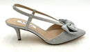 NINA Silver Metallic Bow Front Slingback Pumps 7.5