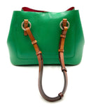 Dooney & Bourke Kelly Green Textured Leather Brown Trim Shoulder Bag, 2pcs