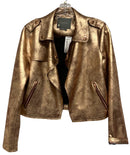 Anthropologie Rose Gold Faux Leather Moto Jacket