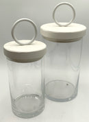 Pair Etu Home Bianca Glass Lidded Canisters