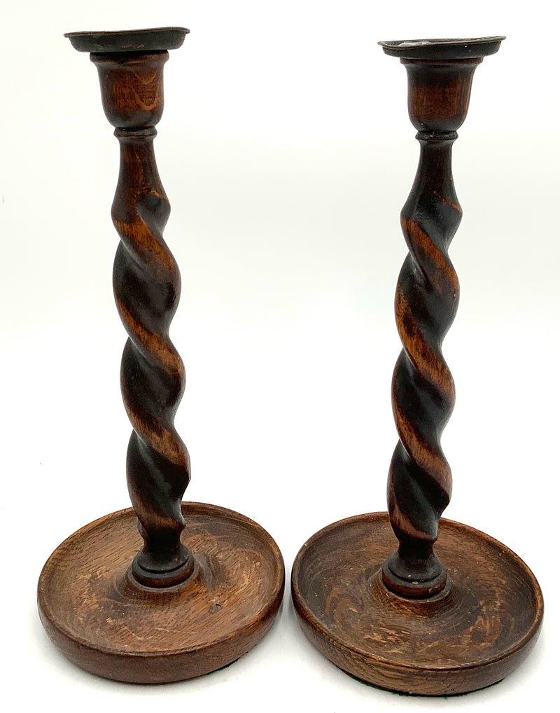 Pair of Antique Barley Twist Candlesticks