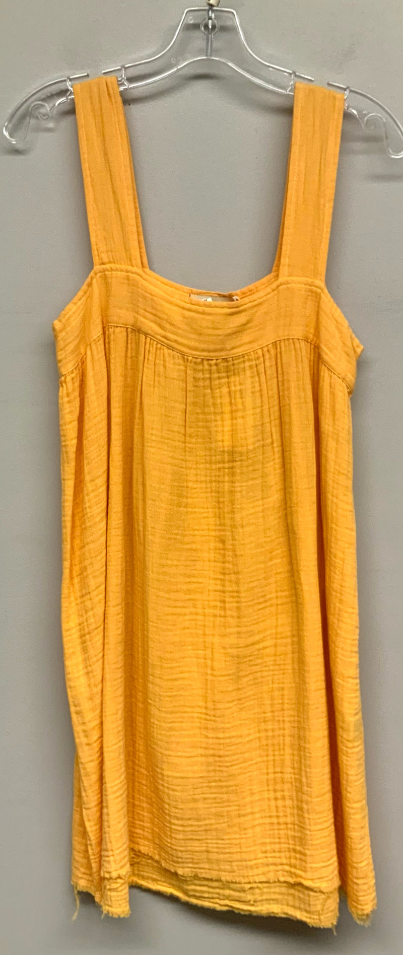 STARK Tangerine Crinkle Cotton Raw Hem Sundress