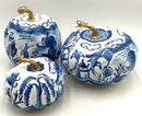 Set/3 Handpainted Chinoiserie Pumpkins