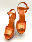 SERGIO ROSSI Orange Patent Leather Scarpe Donna Platform Sandals 39