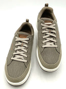 SKECHERS Grey Olive Canvas Brown Faux Leather Corliss Draven Sneakers 10