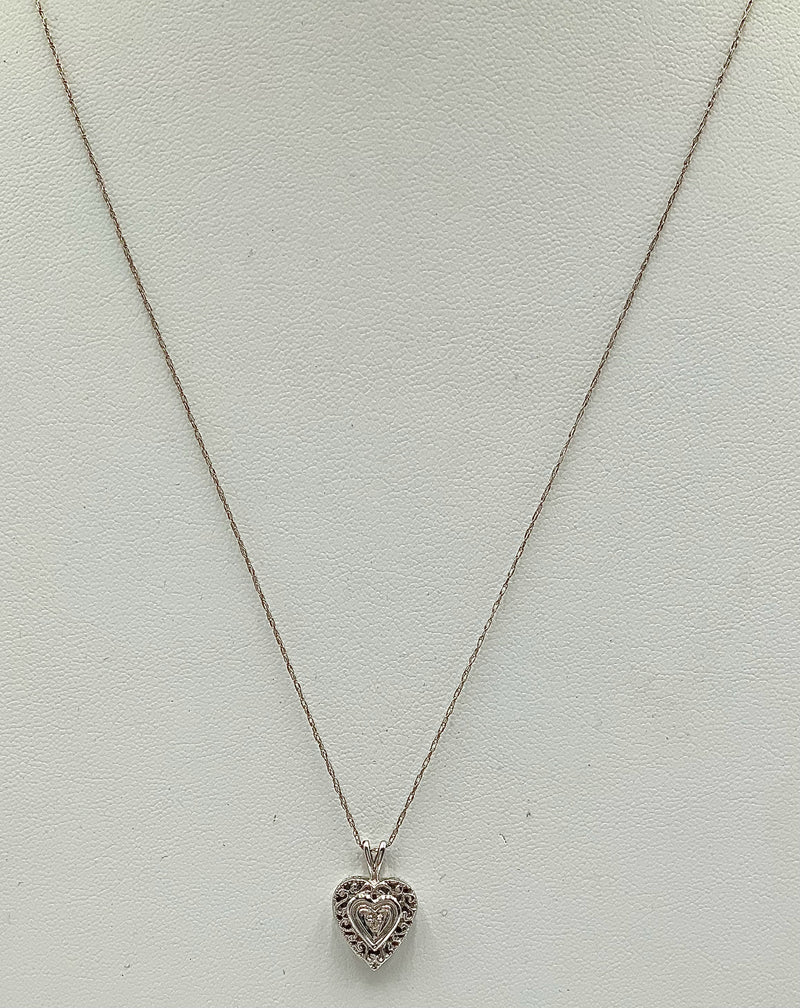 Gold Plated Necklace w/14kt Gold & CZ Heart Pendant