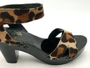 PEDRO GARCIA Black Tan Brown Leopard Calf Hair Daisy Heeled Sandals 7.5