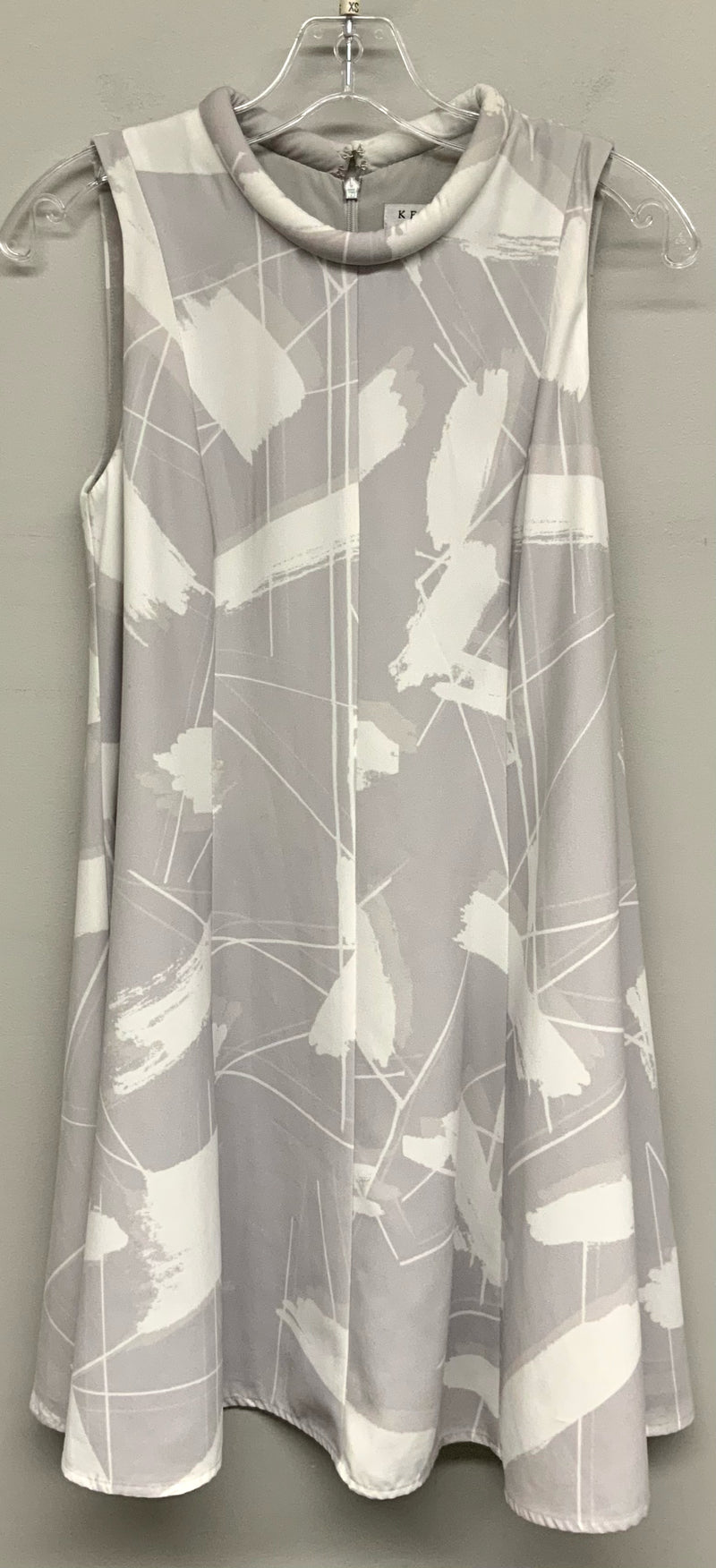 KEEPSAKE Grey/White Abstract Roll Neck S/L Dress