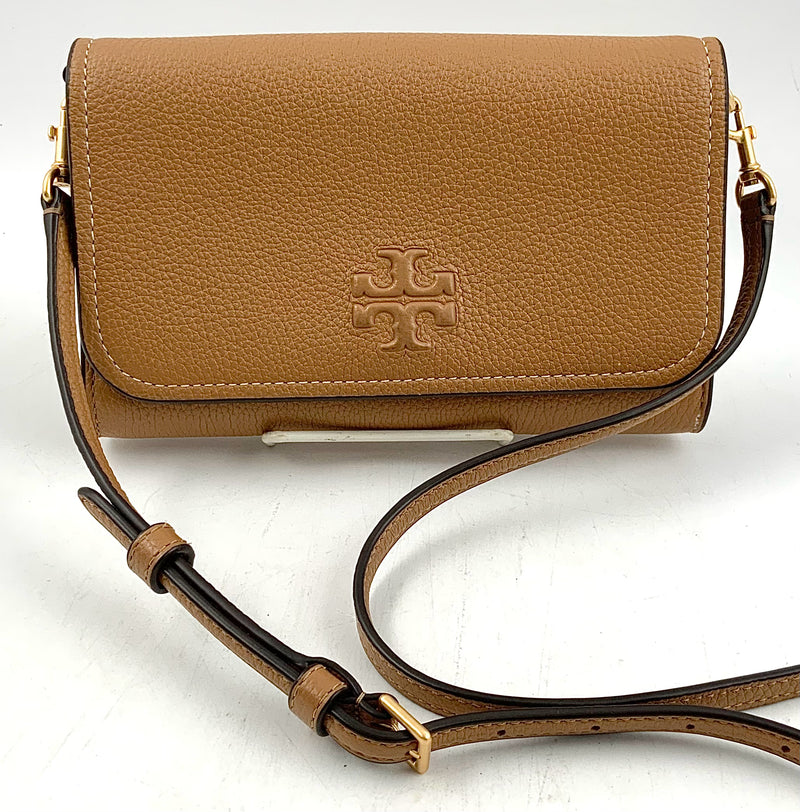 TORY BURCH Tan Grained Leather Thea Crossbody Bag