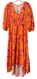 OUT OF OFFICE Pink/Orange Floral V-Neck "Dreamworthy" S/S Dress