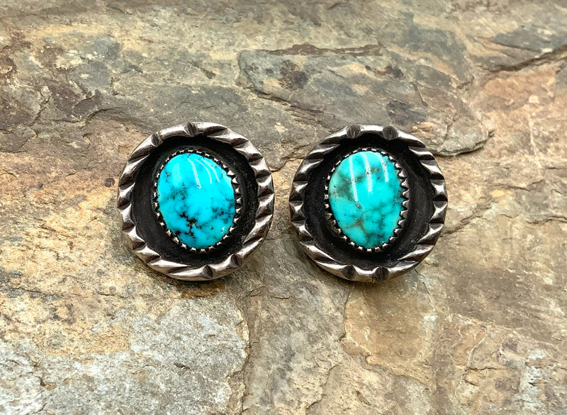 Southwest Style Sterling & Turquoise Clip-On Earrings