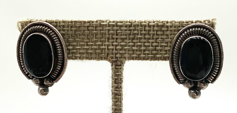 Mexico Sterling Silver & Black Resin Earrings