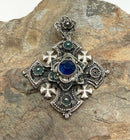 900 Silver & Glass Jerusalem Cross Pendant