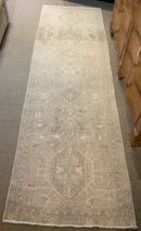 Handmade Neutral Wool Runner with Heriz Design