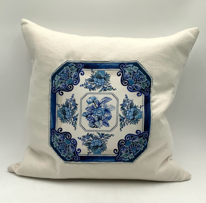 NEW Custom Historic Blue Plates Throw Pillow with Down Fill
