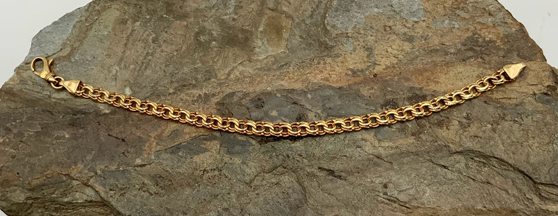 14kt Gold Double Chain Bracelet, 7"l
