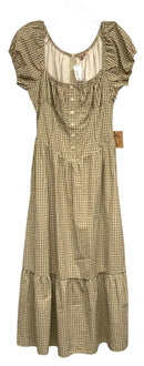 BAILEY ROSE Tan Black Plaid Drop Waist Maxi Dress