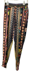JOHNNY WAS Navy Multi Floral Silk Garden Joggers